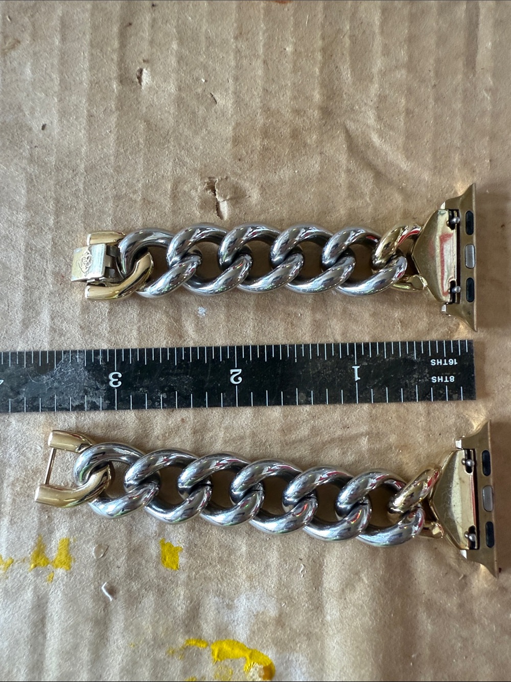 Two-Tone Silver and Gold Chain Apple Watch Band Adapter - Men's Accessory